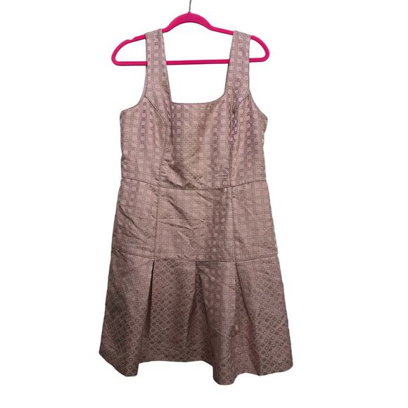 Banana Republic Women's Light Pink Monogram Jacquard Fit & Flare Dress 14 - Picture 2 of 11